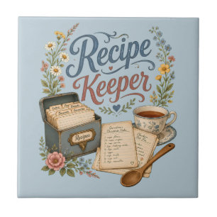 Vintage-Blumen-Rezeptsammlung Cottagecore Fliese