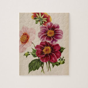 Vintage Blumen Rosa Natur Einzigartig Lustige Kuns Puzzle