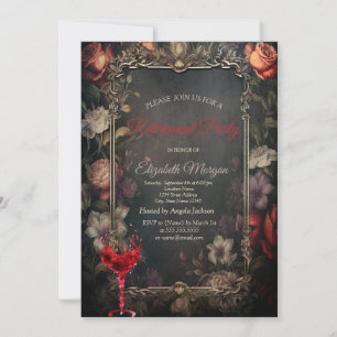 Vintage-Blumen-Rosen-Gotischer-Wein-Glas-Ruhestand Einladung