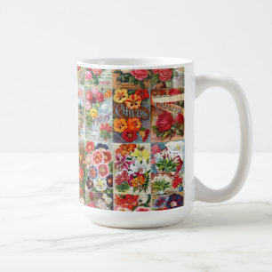Vintage Blumen-Samen-Paket-Garten-Collage Tasse