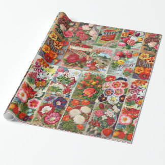 Vintage-Blumen-Samenpackungs-Collage-Geschenkverpa Geschenkpapier