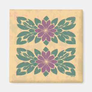 Vintage-Blumen-Schablonen-Design Magnet