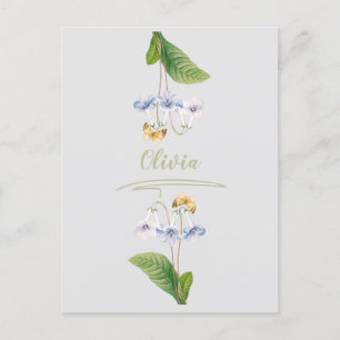 Vintage-Blumen-Schmetterling-Botanik-Illustration Postkarte