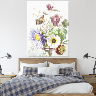Vintage-Blumen-Schmetterling-Kunst von William van Leinwanddruck