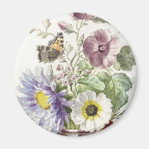 Vintage-Blumen-Schmetterlings-Kunst von William va Magnet