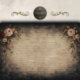 Vintage Blumen-Script-Hintergrund-Decoupage Seidenpapier