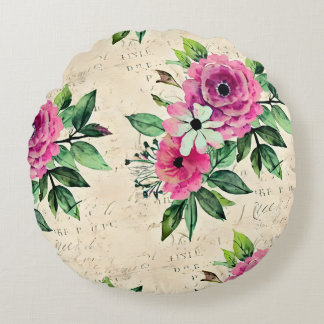 Vintage Blumen Shabby Chic Rundes Kissen