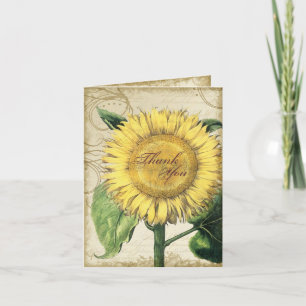 Vintage Blumen Sonnenblumen - Herbst Hochzeit Dankeskarte