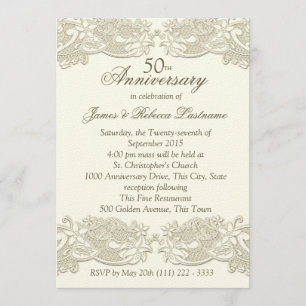 Vintage-Blumen-Spitze 50. Hochzeitstag Einladung