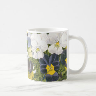 Vintage-Blumen-Stiefmütterchen-Blumen-Muster-Tasse Kaffeetasse