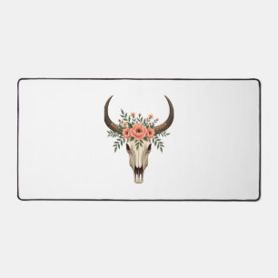 Vintage-Blumen-Stierschädel-Boho-Western-Botanik-I Schreibtischunterlage