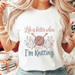 Vintage-Blumen-Strickliebhaber-Damen T-Shirt