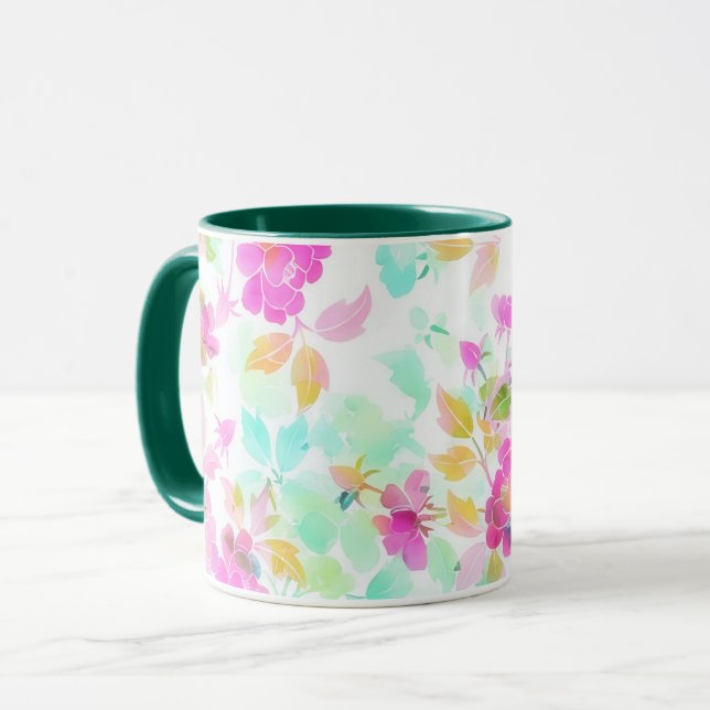 Vintage-Blumen-Tasse Kunst Tasse (Vorderseite Links)