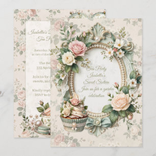 Vintage-Blumen-Teeparty-Süße-16-Einladung Einladung