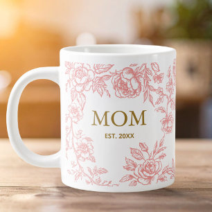 Vintage-Blumen Toile De Jouy Rosa Muttertag Jumbo-Tasse