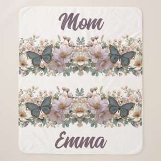 Vintage Blumen und Grüner Schmetterling für Mama Sherpadecke