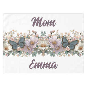 Vintage Blumen und grüner Schmetterling für Mama Tischdecke
