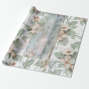 Vintage-Blumen- und Holz-Shabby-Chic-Geschenkpapie Geschenkpapier