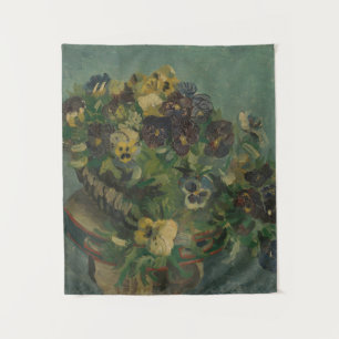 Vintage Blumen Van Gogh Korb mit Stiefmütterchen Wandteppich