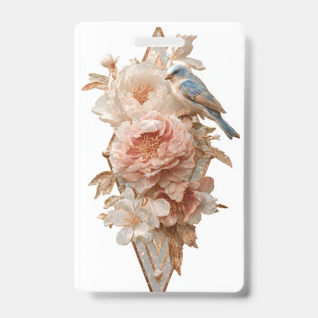 Vintage-Blumen-Vogel-Abzeichen* Ausweis (Vorderseite)
