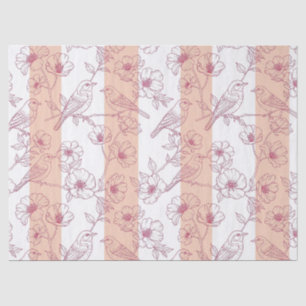Vintage-Blumen-Vogel-Toile-Streifen (8) Seidenpapier