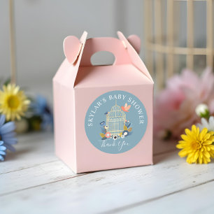 Vintage-Blumen-Vogelkäfig-Baby-Vogel-Baby-Shower-D Runder Aufkleber