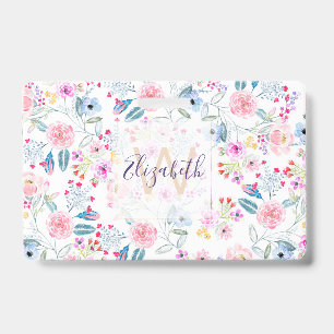 Vintage Blumen Watercolor Handmalerei Design Ausweis