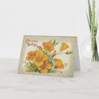 Vintage-Blumen-Weihnachtsgrüße Karte