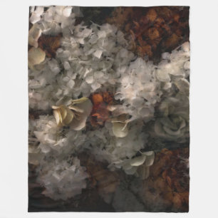 Vintage Blumen Weiß und Rost Hydrangea Botanisch Fleecedecke