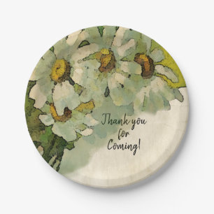 Vintage Blumen Weiße Gänseblümchen Blumen Hochzeit Pappteller