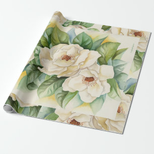 Vintage-Blumen Weiße Magnolienblüten Aquarell Geschenkpapier