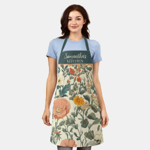 Vintage Blumen Wildblumen Und Mohn Schürze