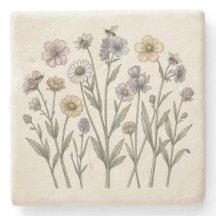 Vintage-Blumen-Wildblumen-Untersetzer – Antike Kun