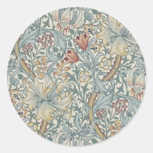 Vintage-Blumen William Morris Goldene Lilie Runder Aufkleber