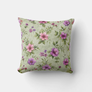 "Vintage Blumen-Wurfkissen in Grün" Kissen