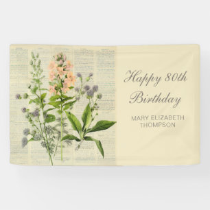 Vintage-Blumen zum 80. Geburtstag Banner
