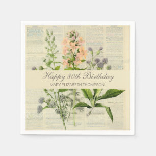 Vintage-Blumen zum 80. Geburtstag Serviette