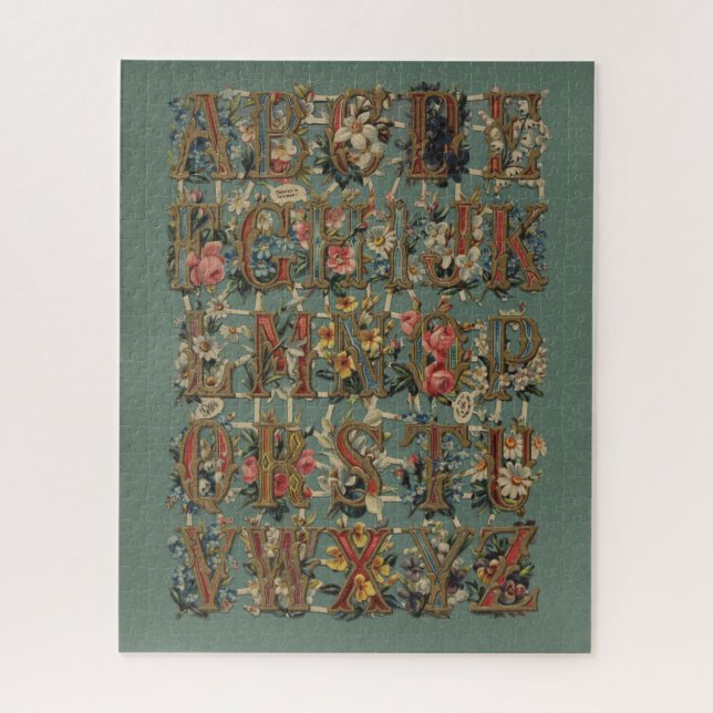 Vintage-Blumenalphabet Puzzle (Vertikal)