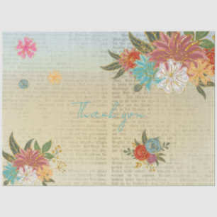 Vintage Blumenantik Botanisches Handwerk Seidenpapier