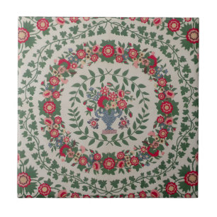 Vintage-Blumenapplikation von Ludington Fliese