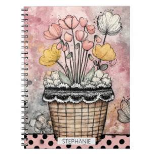 Vintage Blumenaquarell-Polka-Dot-Art (7) Notizblock