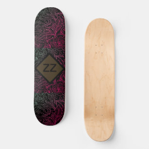 Vintage Blumenart Monogram personalisieren Skateboard