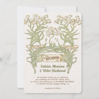 Vintage-Blumenbanner-Hochzeitseinladung Einladung