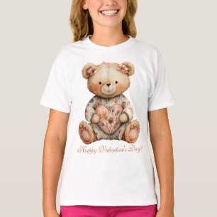 Vintage-Blumenbär mit Herz zum Valentinstag T-Shirt