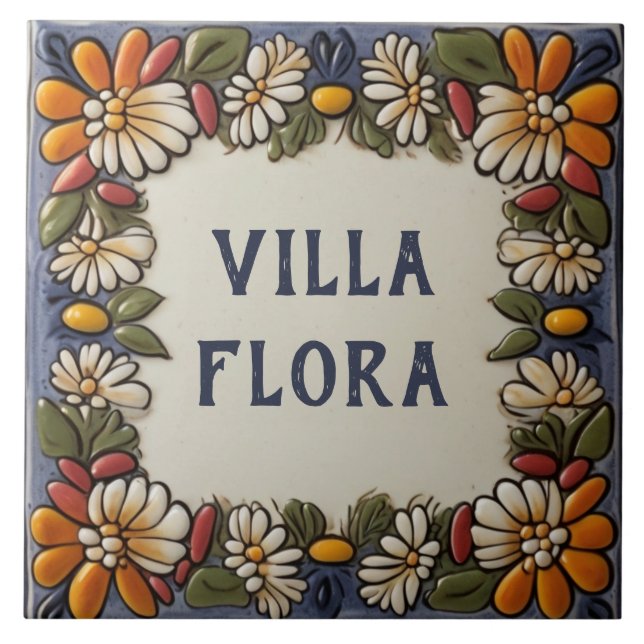 Vintage Blumenbezeichnungen Schild Plaque Fliese (Vorderseite)