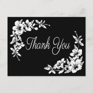 Vintage Blumenbezeichnungen Schwarz-Weiß-Blume Postkarte