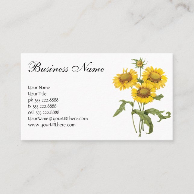 Vintage Blumenblanket Blume Sonnenblumen von Redou Visitenkarte (Vorderseite)
