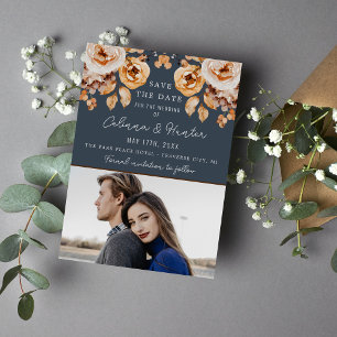 Vintage Blumenblauer Herbst getrocknete Blume Hoch Save The Date