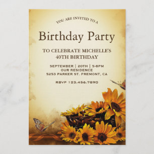Vintage Blumenblumen Geburtstagsparty Einladung