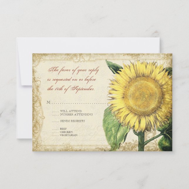 Vintage Blumenblumen - Hochzeit im Herbst Herbst RSVP Karte (Vorderseite)